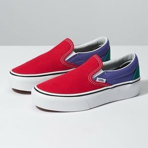 Vans tango red platform slip ons